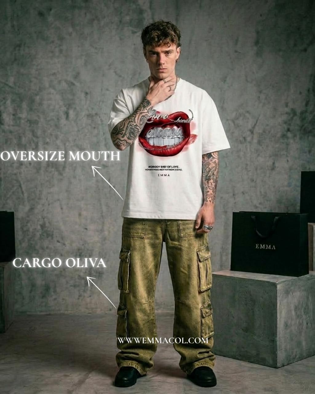Camisa oversize Mouth – White